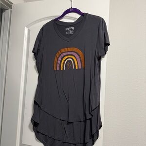 Latched Mama Charcoal Top with Multicolor Rainbow